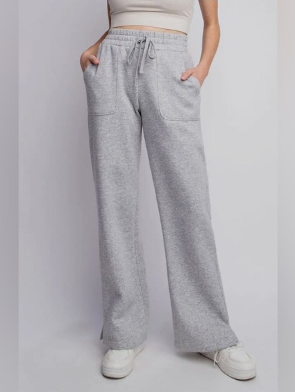 We Wander - The Classic Modal Fleece Wide Leg Sweatpants, Size Girls Large, NWT
